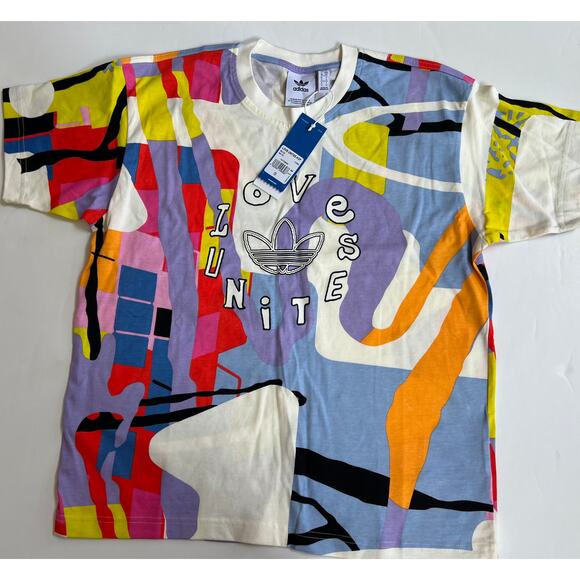 Adidas Love Unites AOP Multicolor T-Shirt H43968 Men’s Size S NWT - Picture 1 of 16